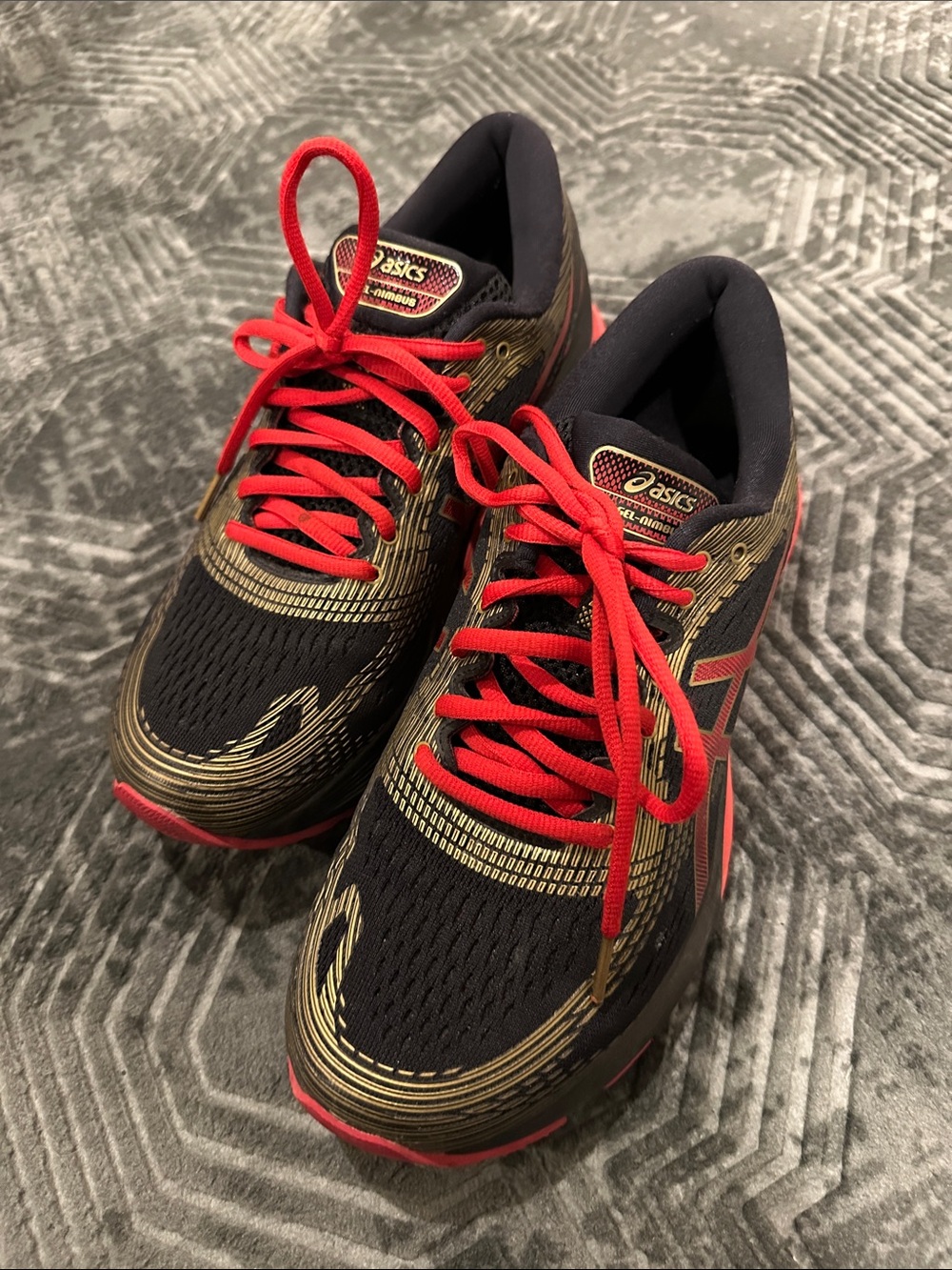 ASICS Black and Red Men's Athletic Running Shoes